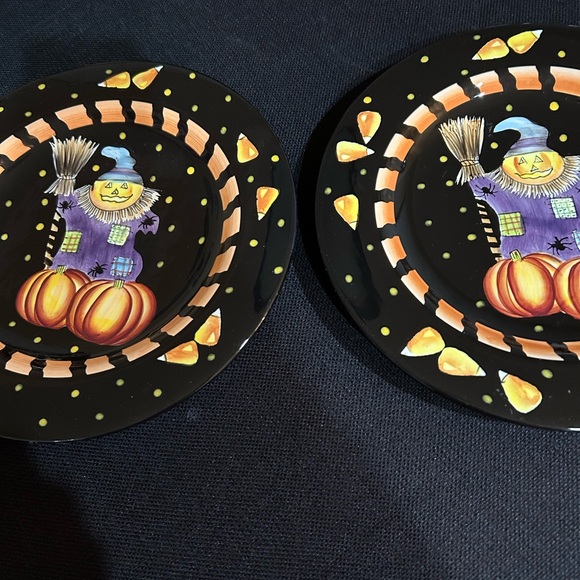 Festive Scarecrow Dinnerware Set - Black and Orange - Picture 3 of 4